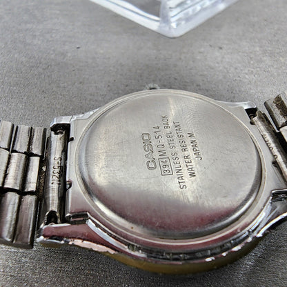 Casio MQ514 Watch Men 33mm Silver Dial Silver Tone Round New Battery9