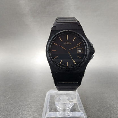 Technos Watch Women 26mm Black Dial Black Tone Date Round 1043 New Battery5