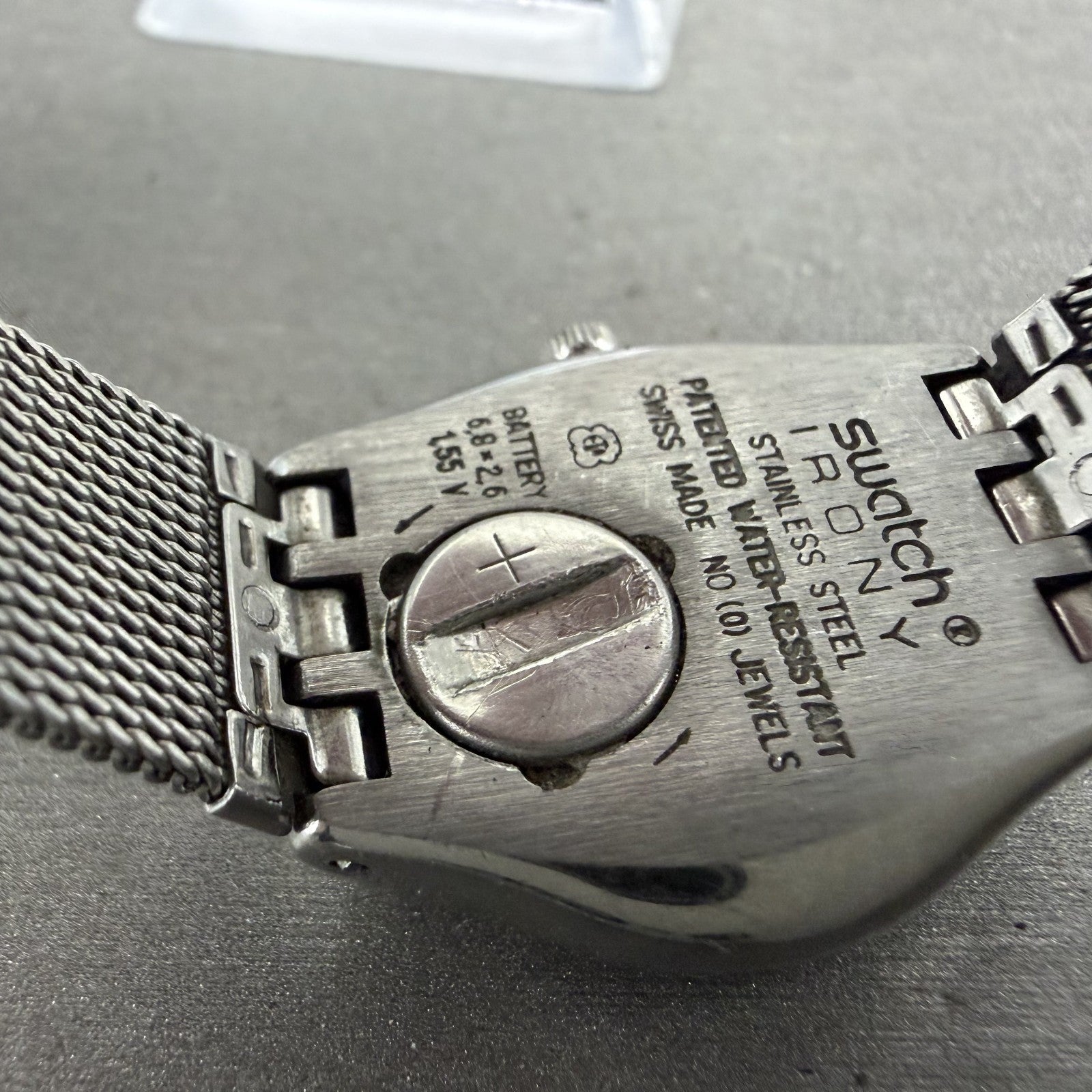 Swatch Irony Libertine Watch Women 24mm Silver Dial Steel Mesh Band New BatteryA9
