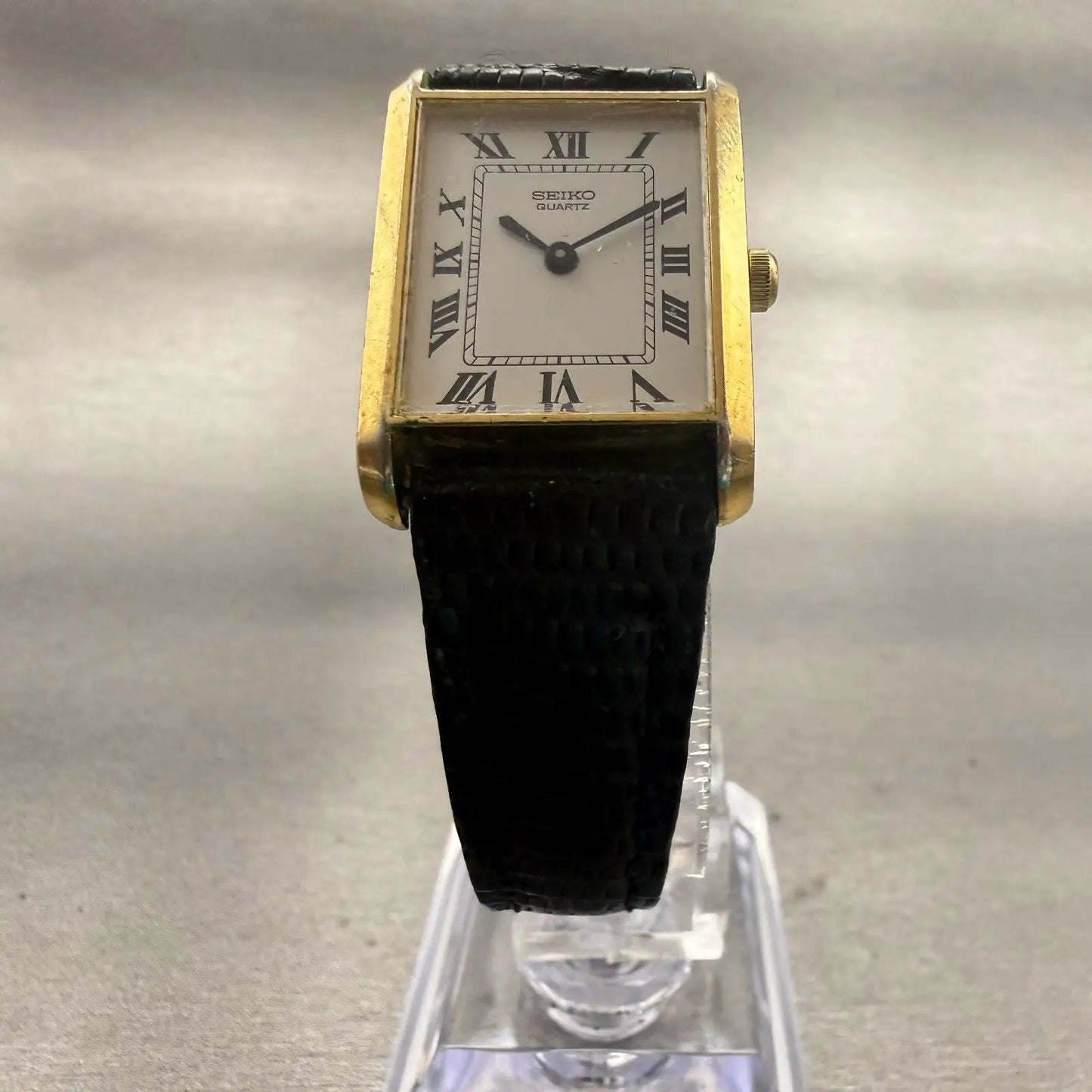 Seiko Watch Women 21mm White Dial Gold Tone Rectangle 4700-5099 New Battery VTG5