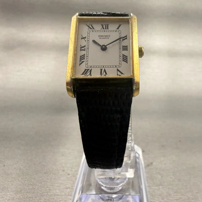 Seiko Watch Women 21mm White Dial Gold Tone Rectangle 4700-5099 New Battery VTG5