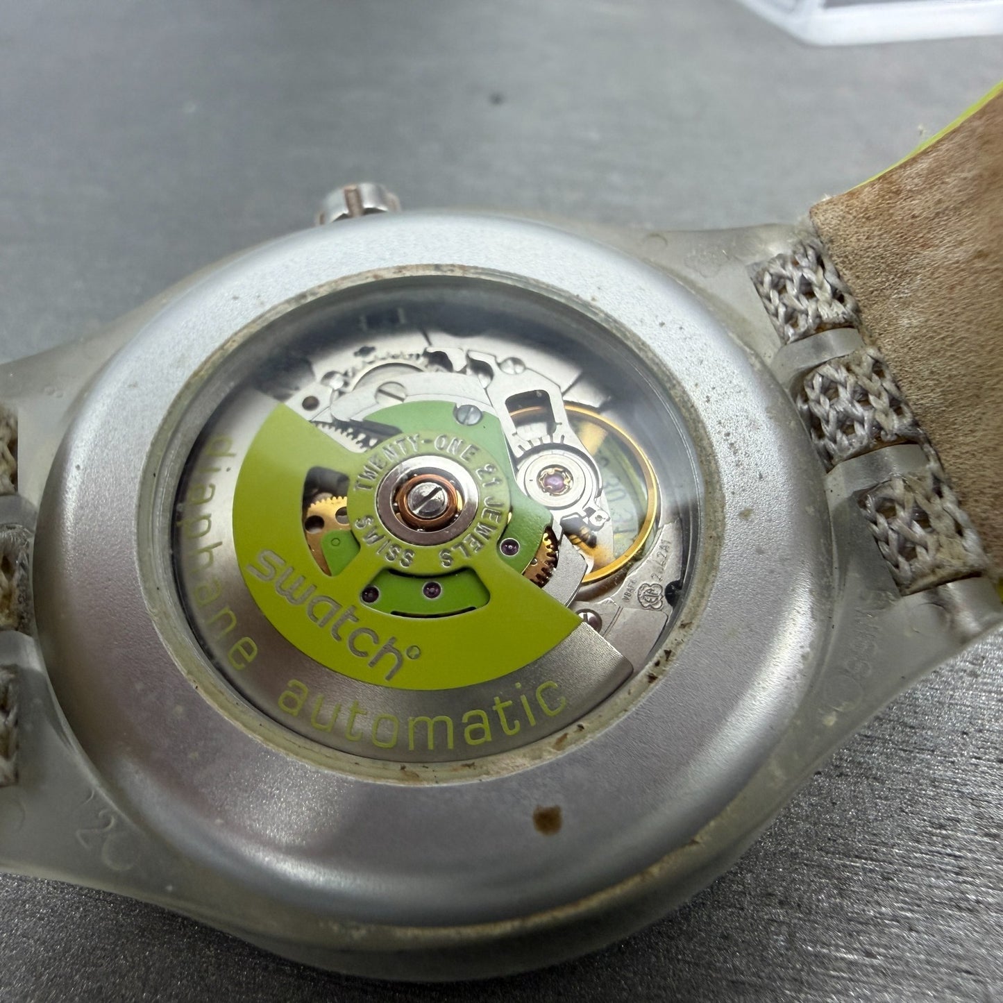Swatch  Irony Diaphane Automatic Citrime Watch Men 42mm Skeleton Dial Clear Runs10