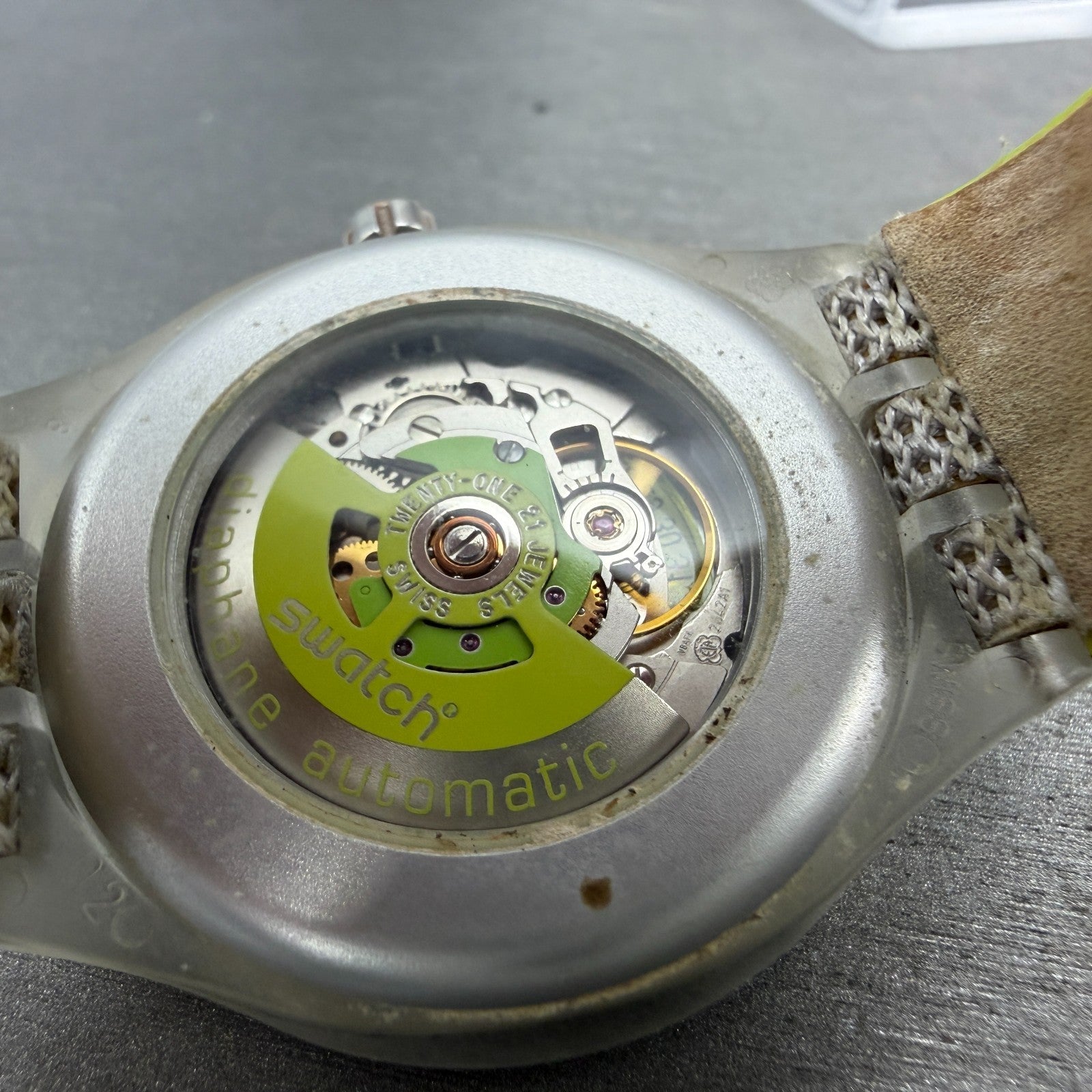 Swatch  Irony Diaphane Automatic Citrime Watch Men 42mm Skeleton Dial Clear Runs10