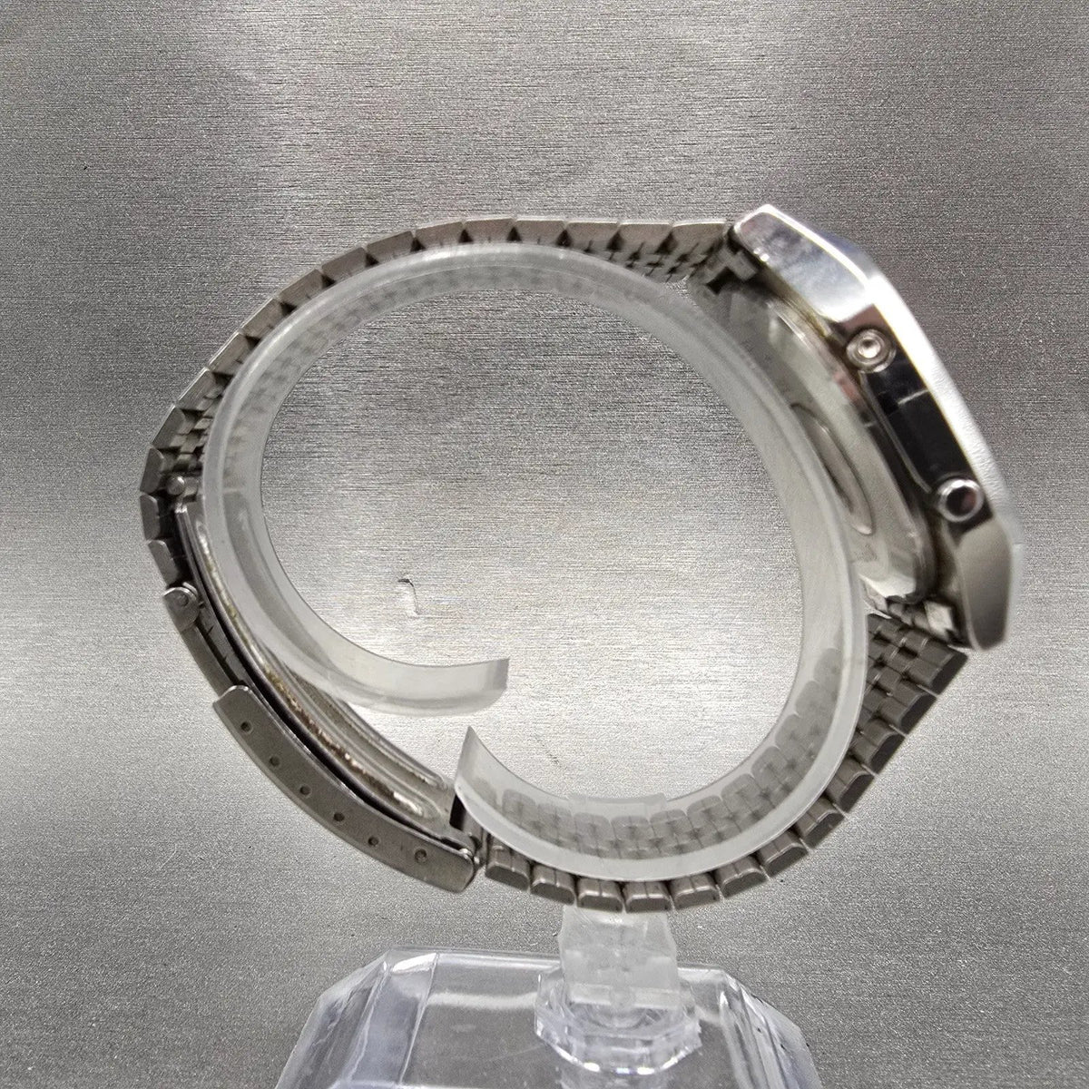 Seiko Watch Men 34mm Digital Silver Chronograph Rectangle A229-5010 PARTS VTG9