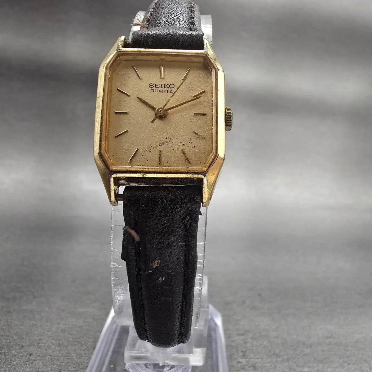 Seiko Watch Women 19mm Champagne Dial Gold Tone Rectangle 5421-5110 New Battery5