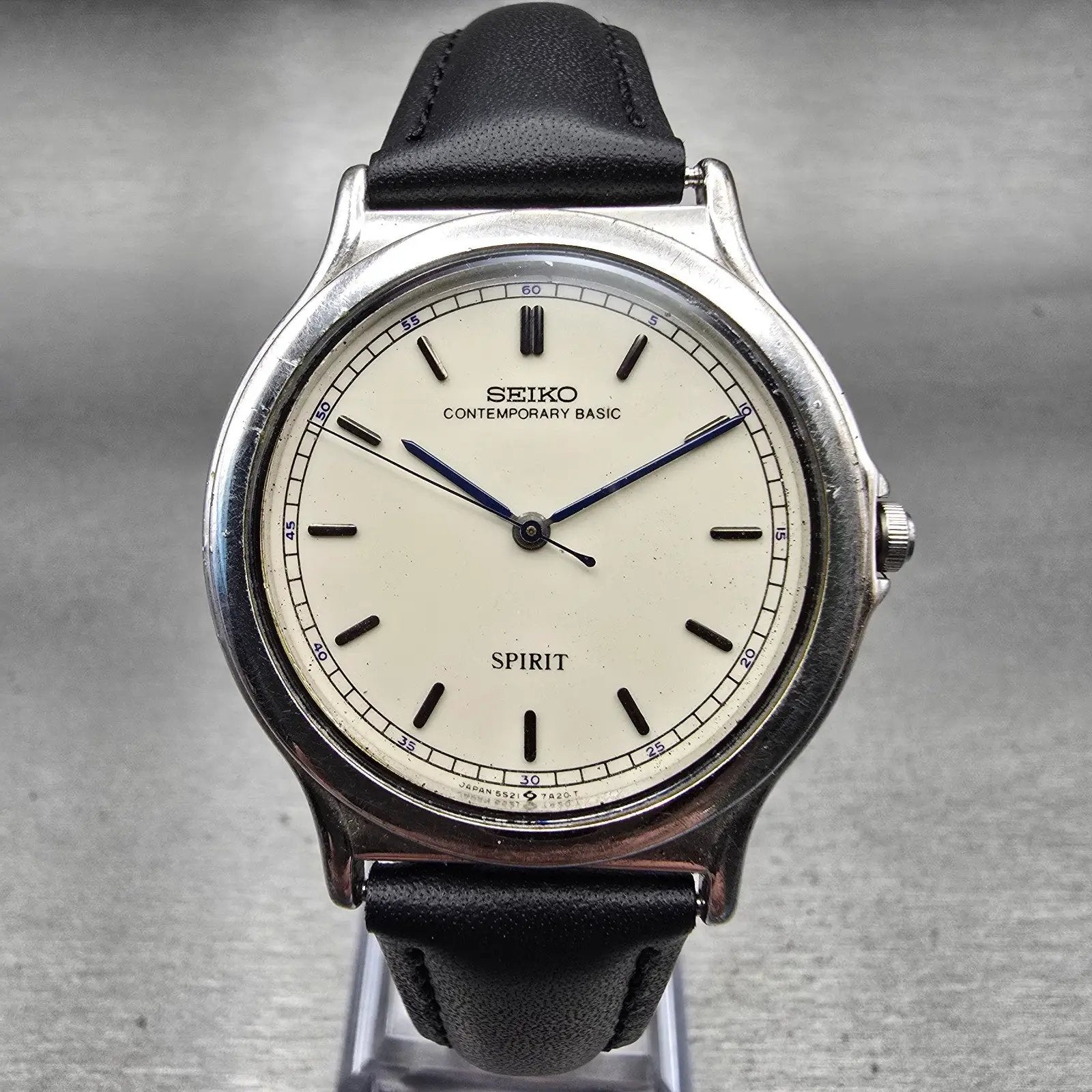 Seiko Spirit Watch Men 34mm Ivory Dial Silver Tone Round 5S21-7A30 New Battery0