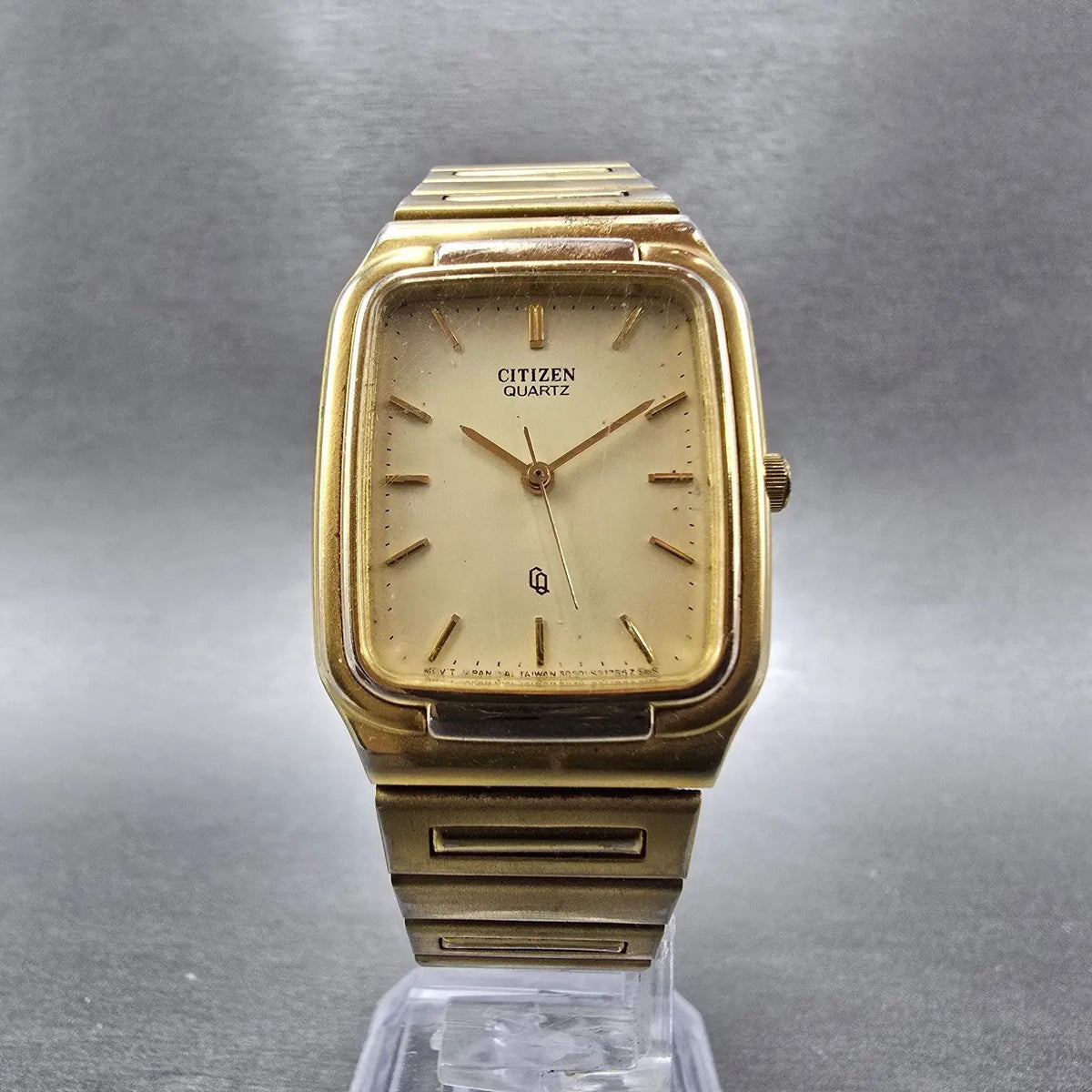 Citizen CQ Tank Watch Men 26mm Gold Dial Gold Tone Rectangle 6030-S16890 PARTS6