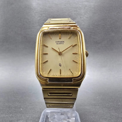 Citizen CQ Tank Watch Men 26mm Gold Dial Gold Tone Rectangle 6030-S16890 PARTS6