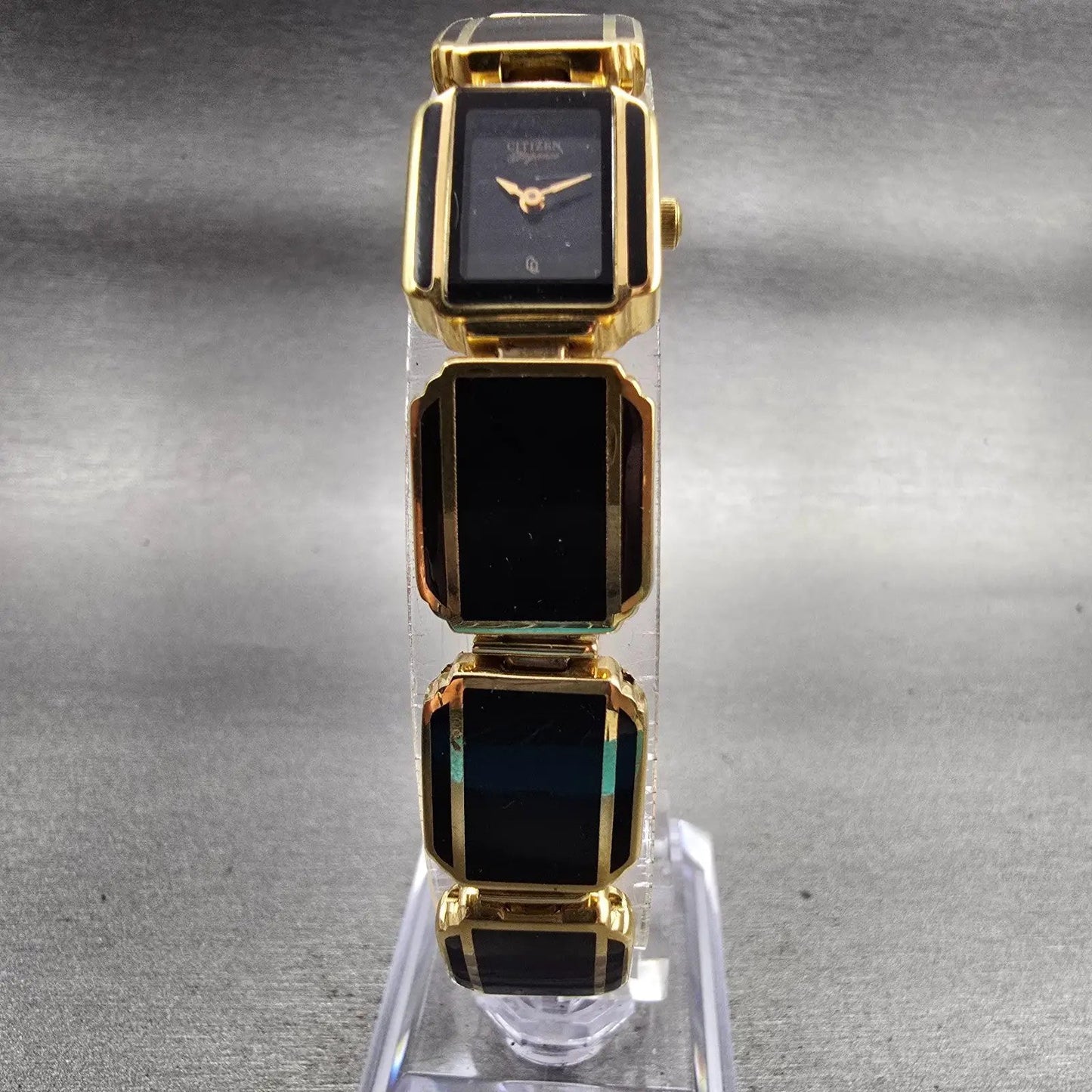 Citizen Elegance Watch Women 14mm Black Dial Two Tone Rectangle 5421 New Battery5