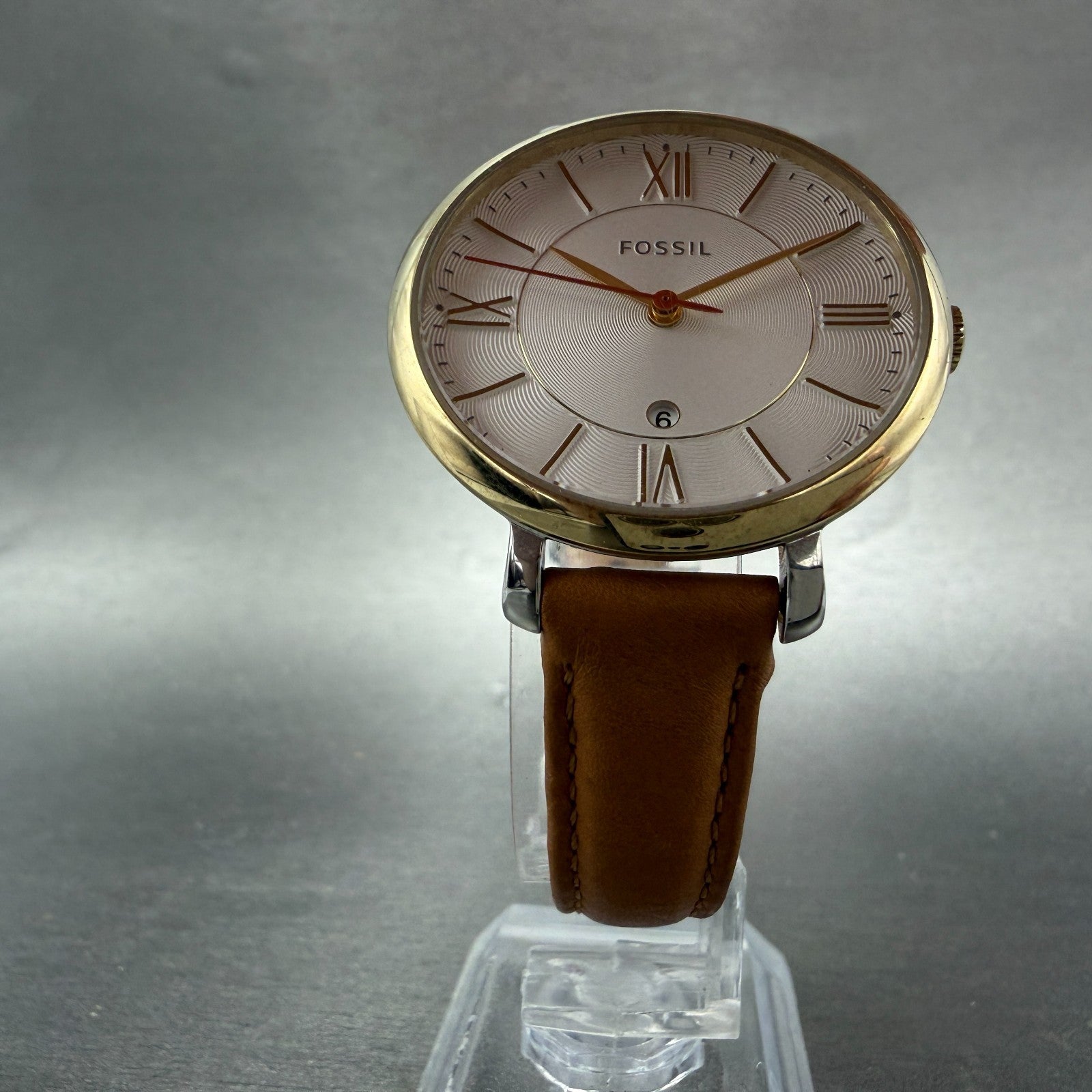 Fossil Jacqueline Watch Women 36mm White Dial Two Tone Date Round ES3737 Newbatt5