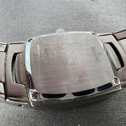 Bulova Tank Watch Women 22mm Black Dial Silver Tone Diamond 96P15 New Battery9