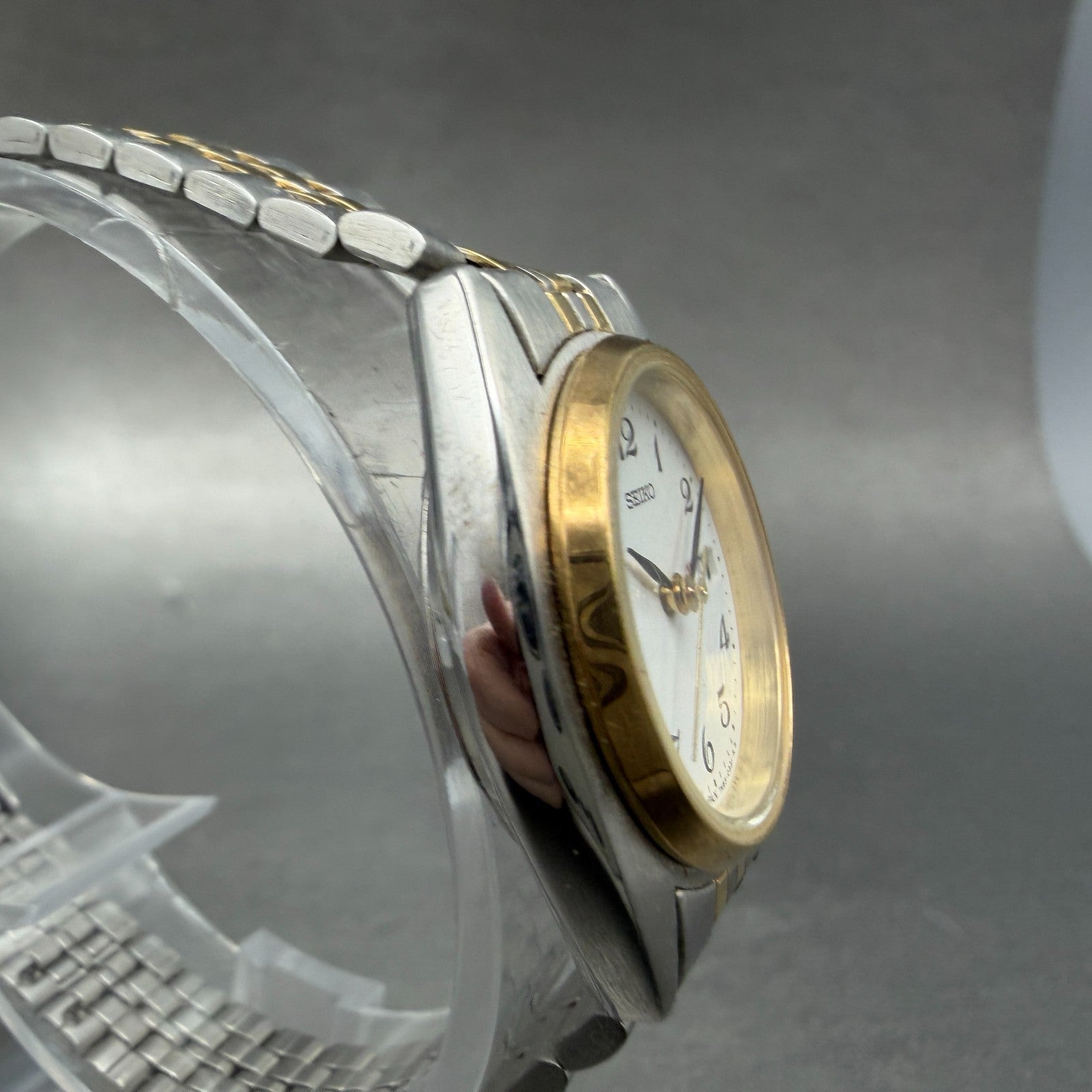 Seiko Watch Women 23mm White Dial Two Tone Daydate 7n83-0011 New Battery BW123