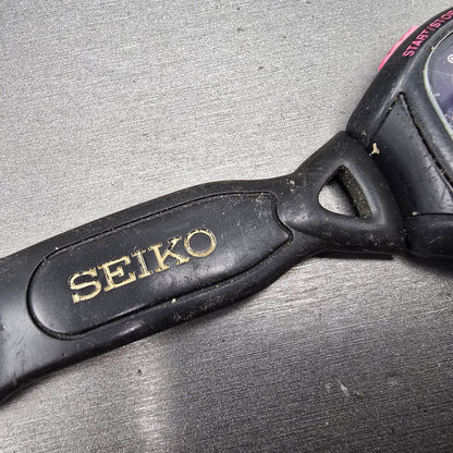 Seiko Super runner Watch Men 43mm Black Alarm Chronograph S680-00A0 Solar READ!!6