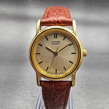 Citizen Watch Women 25mm Champagne Dial Gold Tone Round 6031-079191 New Battery0