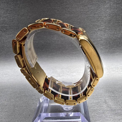 Michael Kors Tortoise Watch Women 29mm Brown Dial Gold Tone Date MK4242 New Batt8