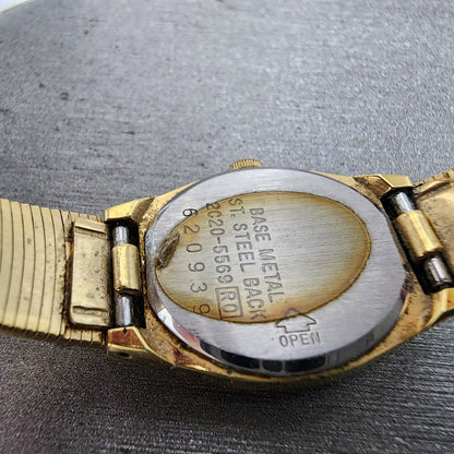 Seiko Watch Women 16mm Champagne Dial Gold Tone 2c20-5569 New Battery