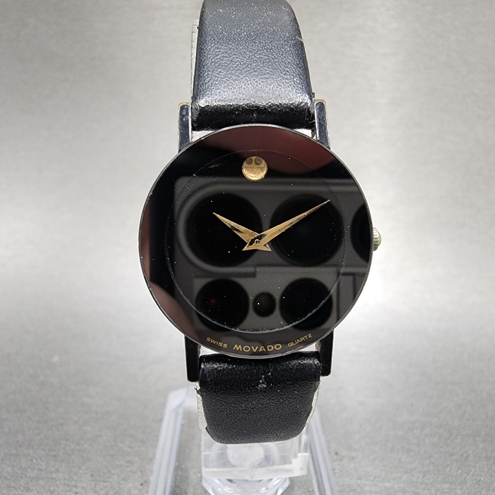 Movado Museum Watch Women 25mm Black Dial Black Tone Round 8725881 New BattA110