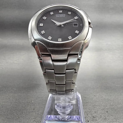 Citizen Eco-Drive Watch Men 39mm Black Dial Silver Tone Date E111-S022240 Works5