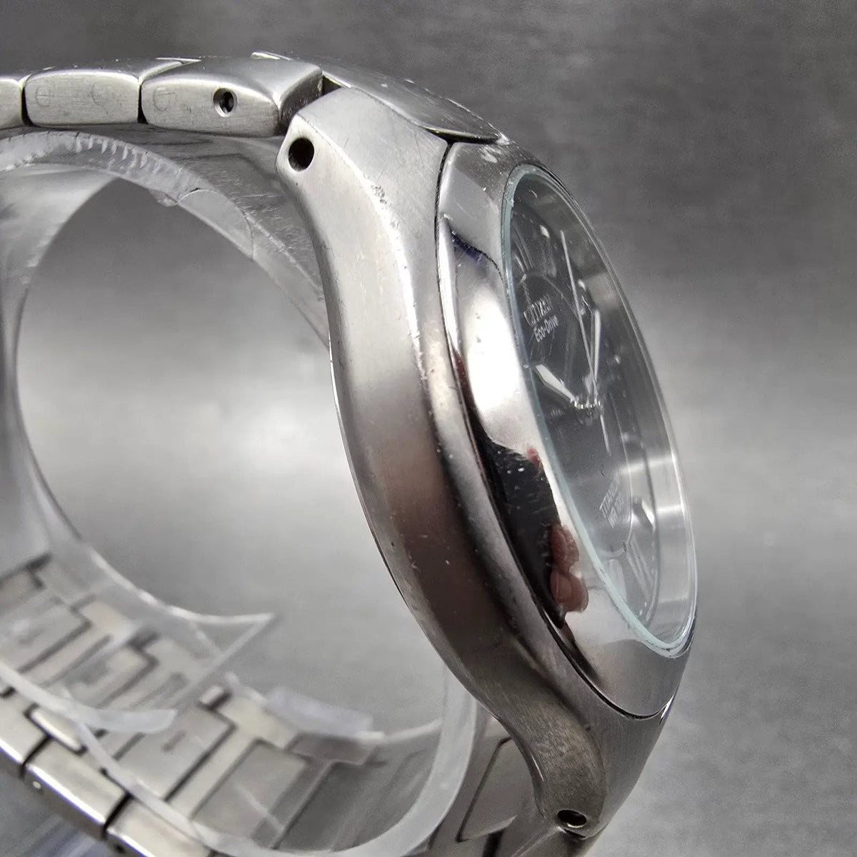 Citizen Eco-Drive Watch Men 36mm Black Dial Titanium Daydate E100-K18434 Runs3