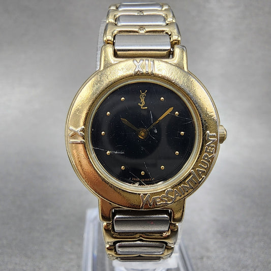 Yves Saint Laurent Watch Women 24mm Black Dial Two Tone Round 2200-229789 PARTS