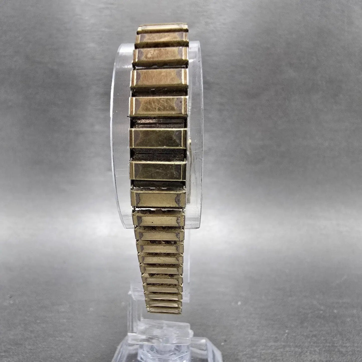 Jules Jurgensen Watch Women 18mm Black Dial Gold Tone Rectangle New Battery VTG7