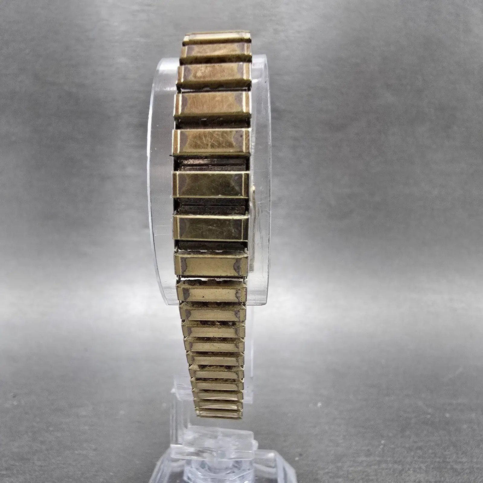 Jules Jurgensen Watch Women 18mm Black Dial Gold Tone Rectangle New Battery VTG7