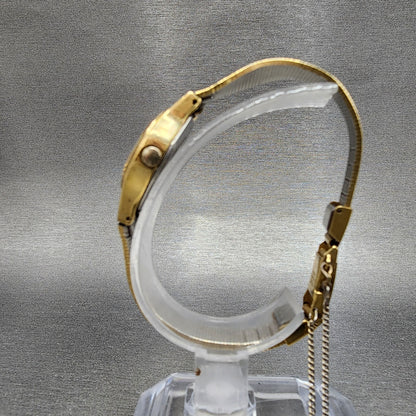 Seiko Watch Women 20mm Gold Dial Gold Tone Round 8Y210029 New Battery VTG6