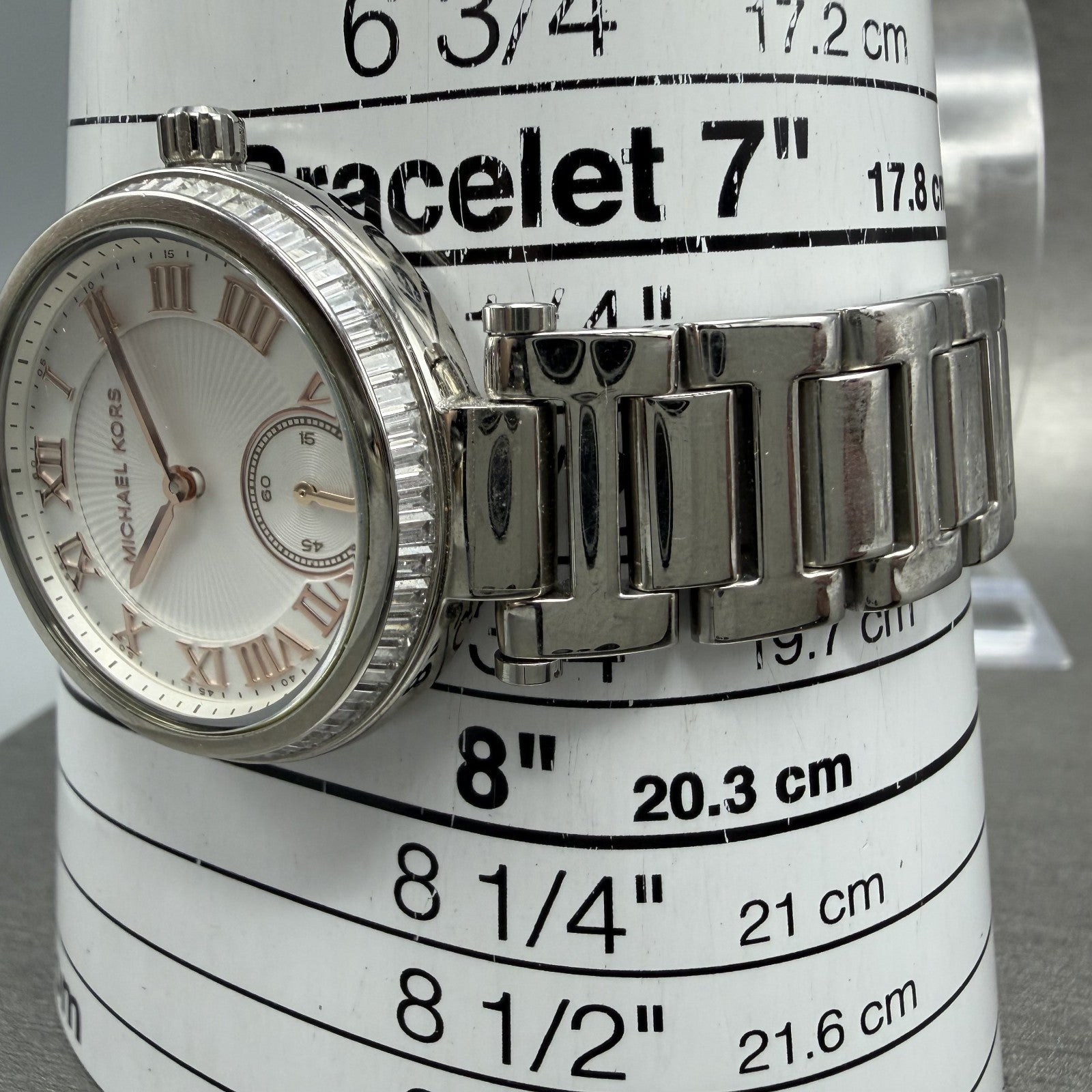 Michael Kors Skylar Watch Women 33mm White Dial Silver Tone Round New Battery10