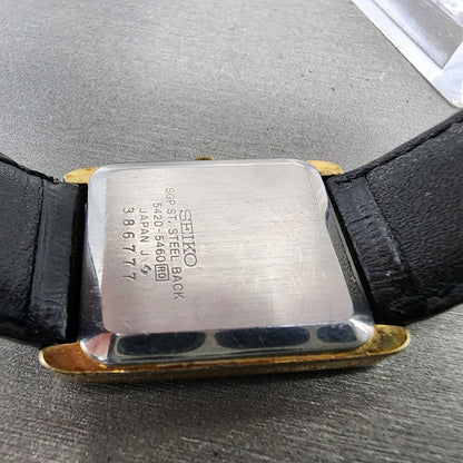 Seiko Tank Watch Men 24mm Champagne Dial Gold Tone 54205460 New Battery9