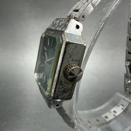 Seiko Special Tank Watch Women 18mm Green Dial Silver Tone Manual 1140-3170 Runs2