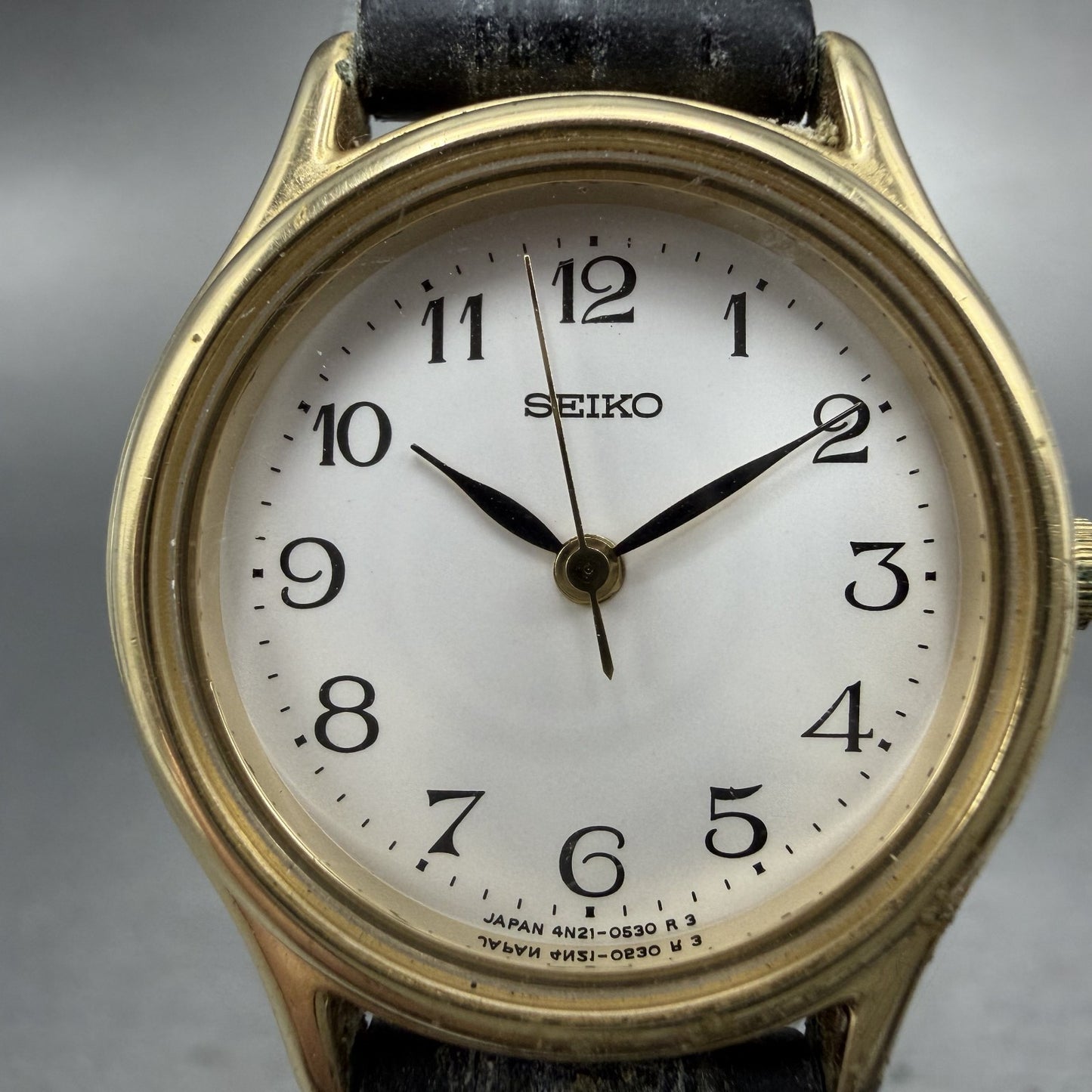 Seiko Watch Women 24mm Silver Dial Gold Tone Round 4N21-0230 New Battery1