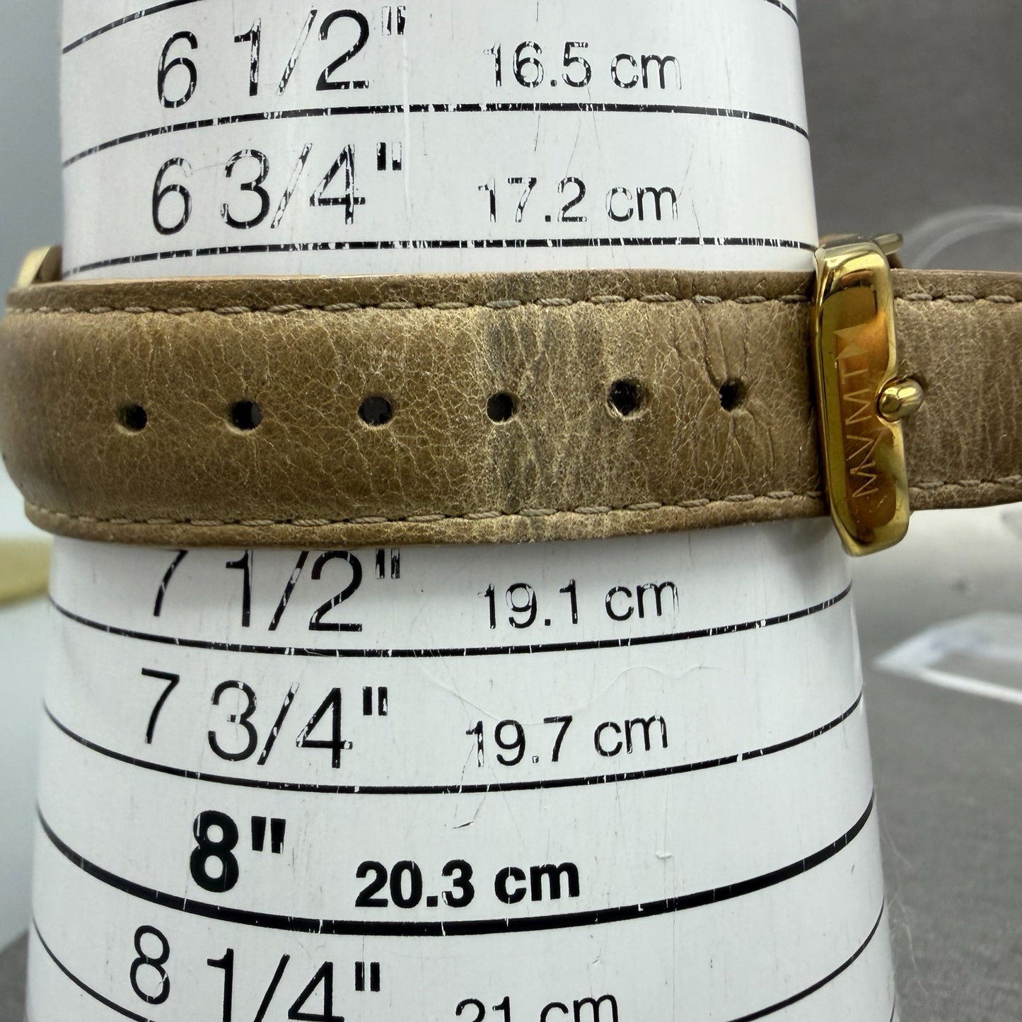 MVMT Boulevard Watch Women 38mm MOP Dial Gold Tone Date Leather New Battery10