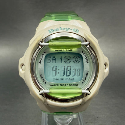 Casio Baby-G Watch Women 43mm White Green Digital Alarm Chrono BG-169WH New Batt0