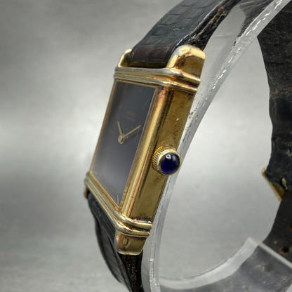 Seiko Tank Watch Women 19mm Black Dial Gold Tone Rectangle 1400-524F New Battery2