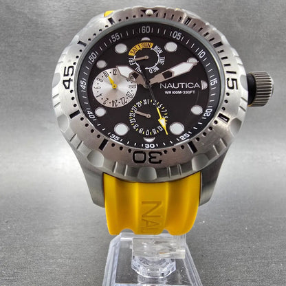 Nautica Dive Watch Men 48mm Black Dial Steel Daydate Round NAS15107G New battery5