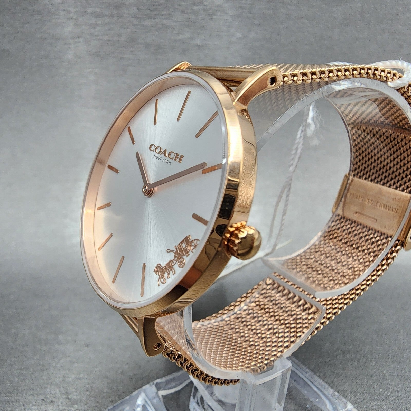 Coach Perry Horse Watch Women 36mm White Dial Rose Gold Tone Round 145031262