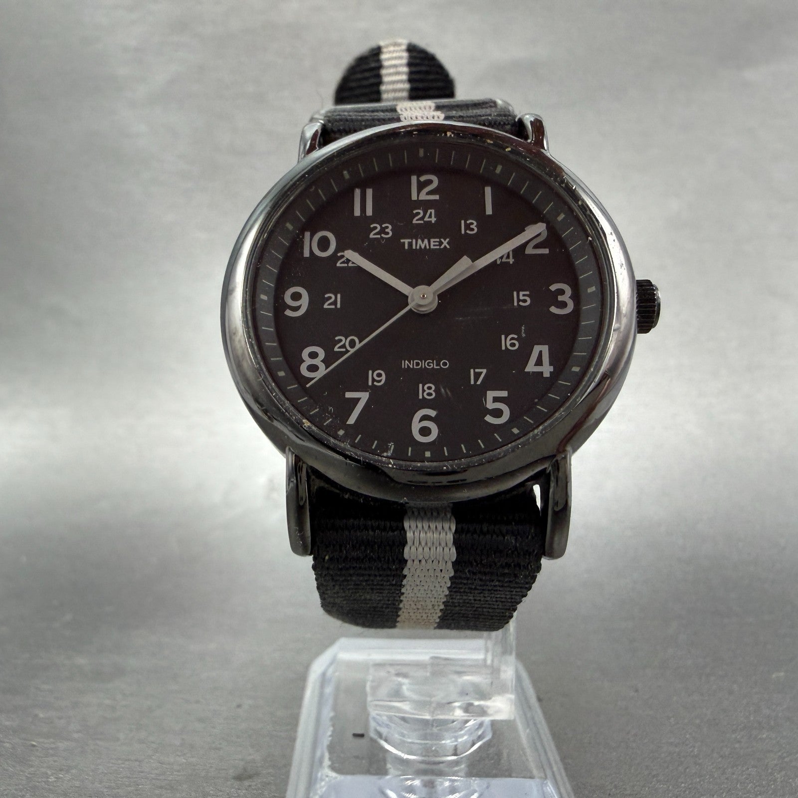 Timex Weekender Watch Men 38mm Black Dial Black Tone Round T2N889 New Battery5