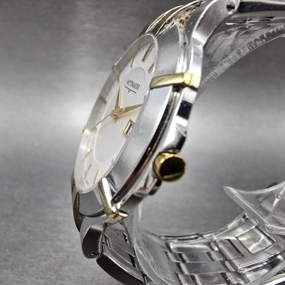 Wittnauer Watch Men 40m White Dial Two Tone Date Round 12B016 New Battery L2