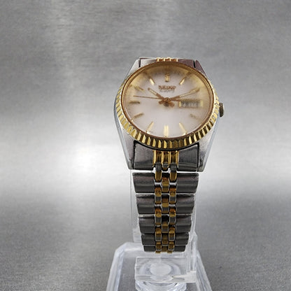 Seiko Watch Women 24mm White Dial Two Tone Daydate Round 7n830049 New Battery J5