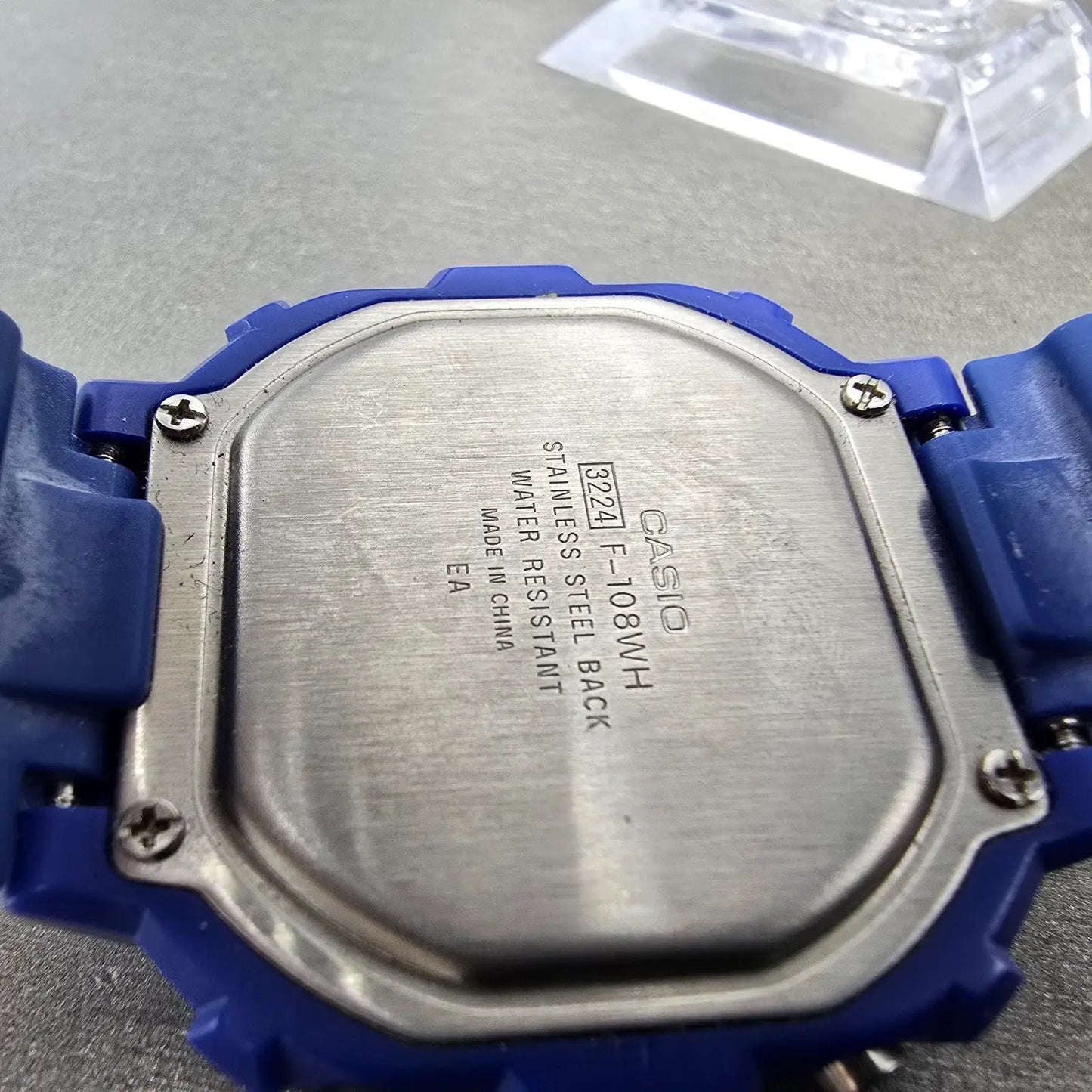 Casio Illuminator F-108WH Watch Men 43mm Blue Alarm Chrono Digital New Battery9