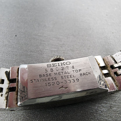 Seiko Tank Watch Women 12mm Silver Dial Silver Tone Rectangle Manual Wind Runs9