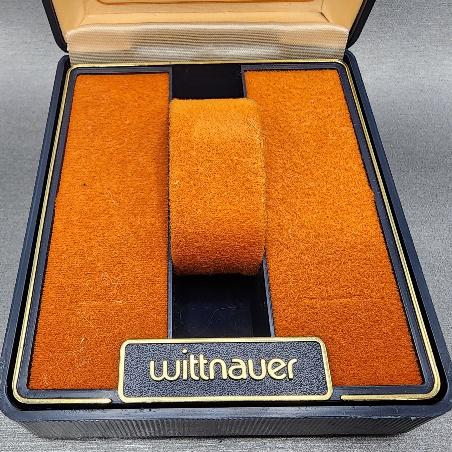 Longines Wittnauer Watch Box Blue Plastic Orange Interior Vintage1