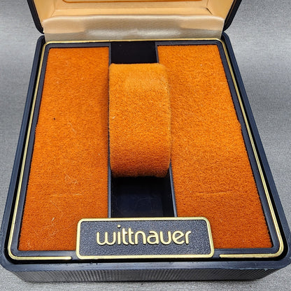 Longines Wittnauer Watch Box Blue Plastic Orange Interior Vintage1