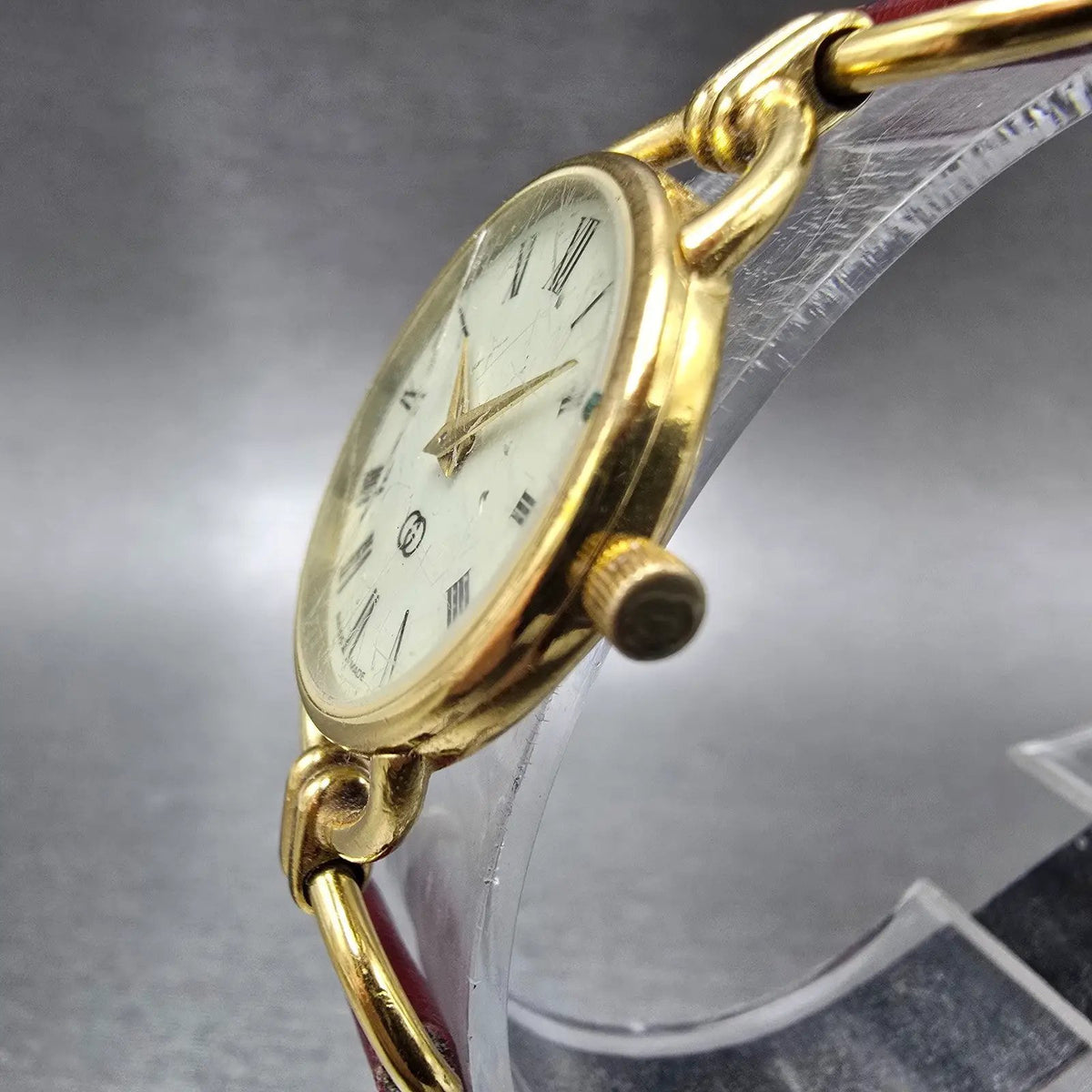 Gucci 6000L Watch Women 23mm Cream Dial Gold Plated Round VTG PARTS3