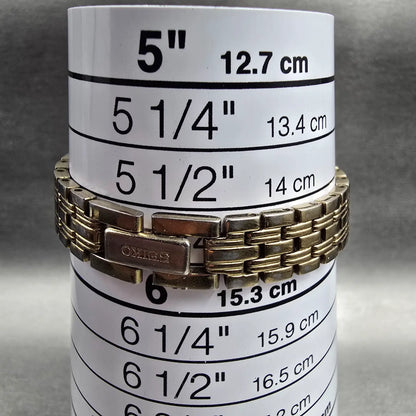 Seiko Watch Women 16mm Gold Dial Gold Tone Rectangle 1N01-0FH0 New Battery JP349