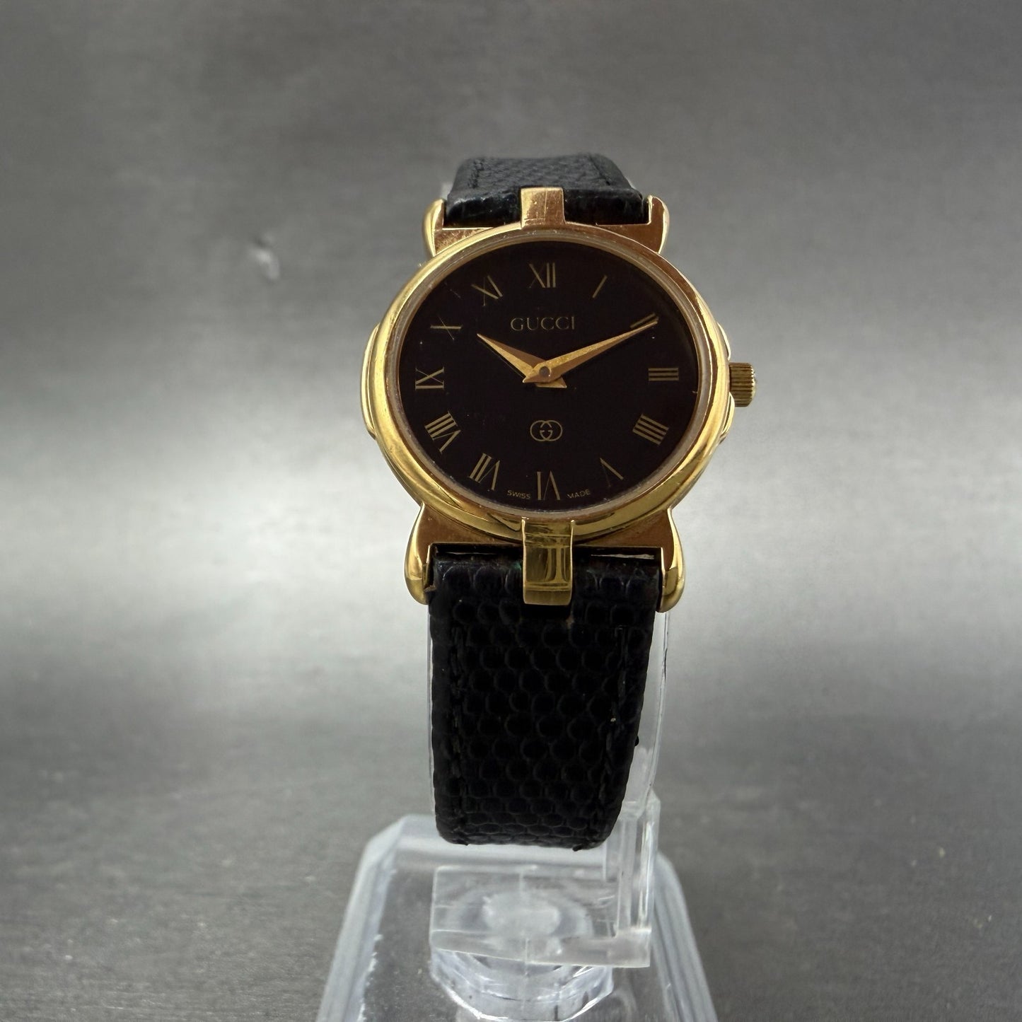 Gucci 3400L Watch Women 22mm Black Dial Gold Plated Round READ!!! PARTS6