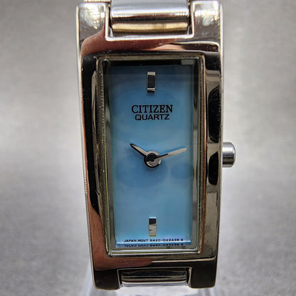 Citizen Tank Watch Women 15mm MOP Dial Silver Tone Rectangle New Battery1