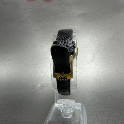 Gucci 2000L Watch Women 22mm Black Dial Gold Plated Round New Battery VTG PRWQ7