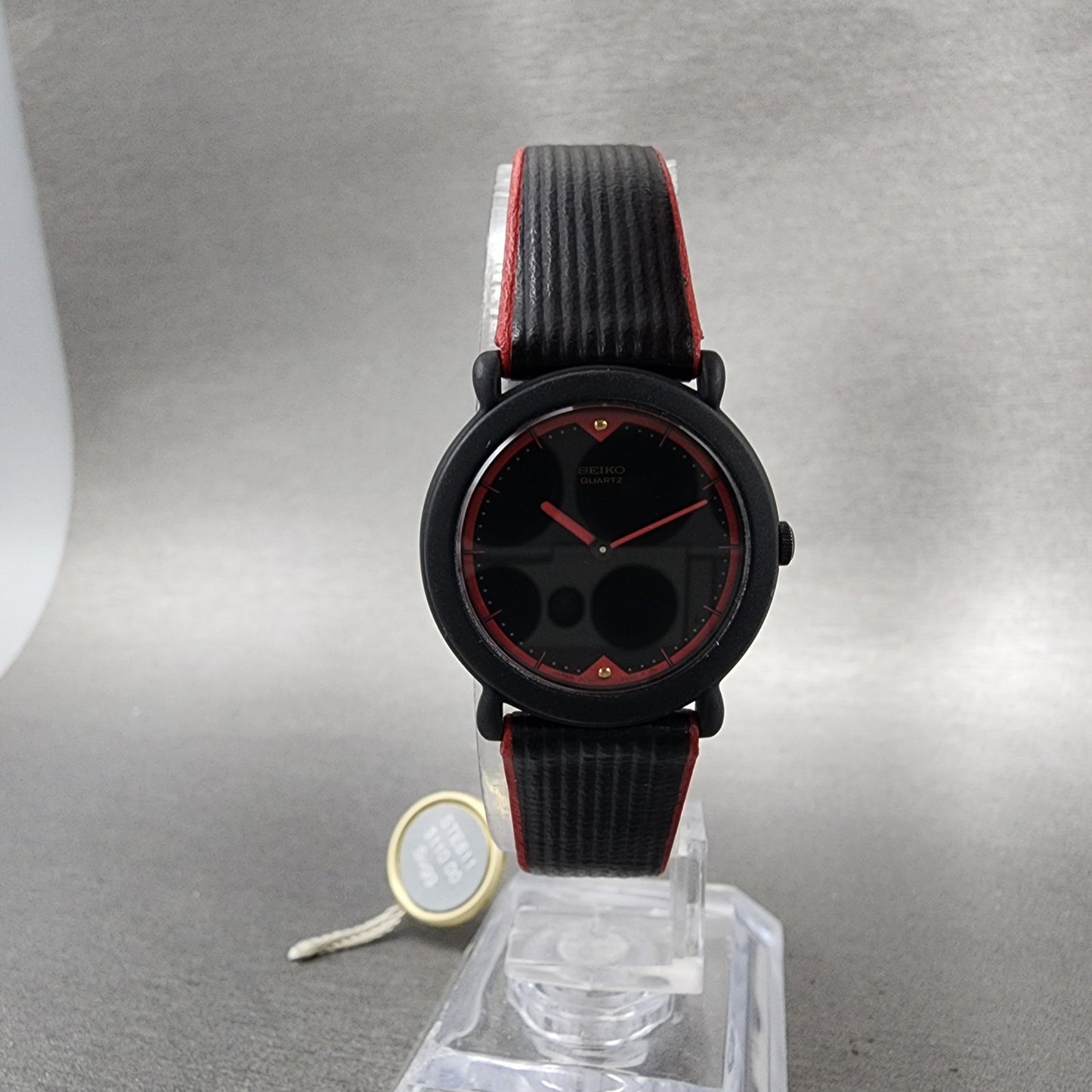 Seiko Watch Women 24mm Black Dial Black Tone Round 2c200409 New Battery5
