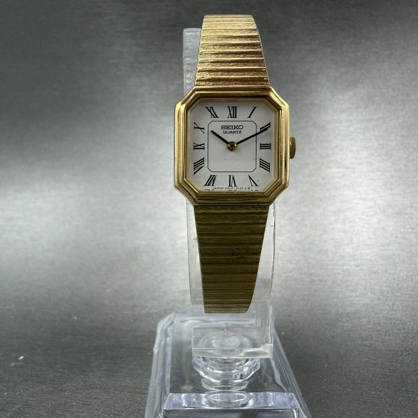 Seiko Watch Women 19mm White Dial gold Tone Octagon VTG 2320-6590 New Battery5